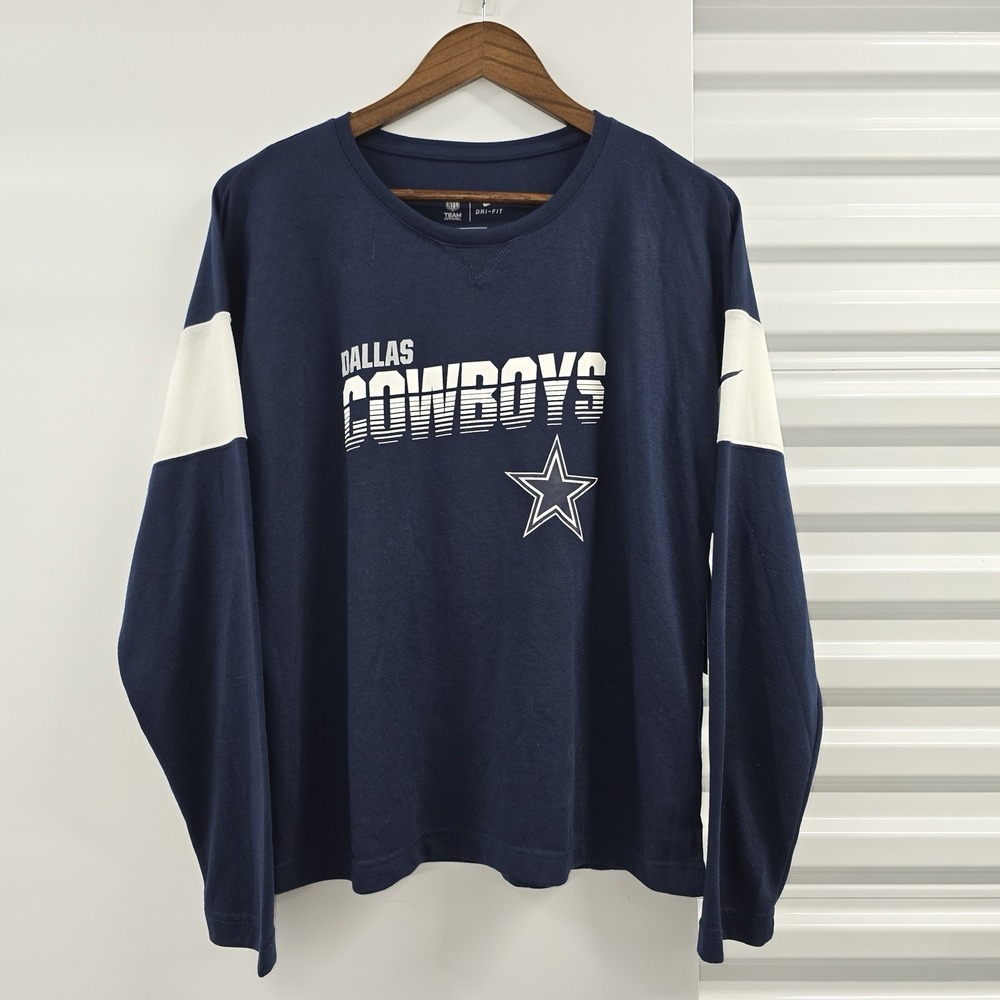 NWT Nike Dallas Cowboys Women's Large Dri-FIT Long Sleeve Shirt NFL Navy